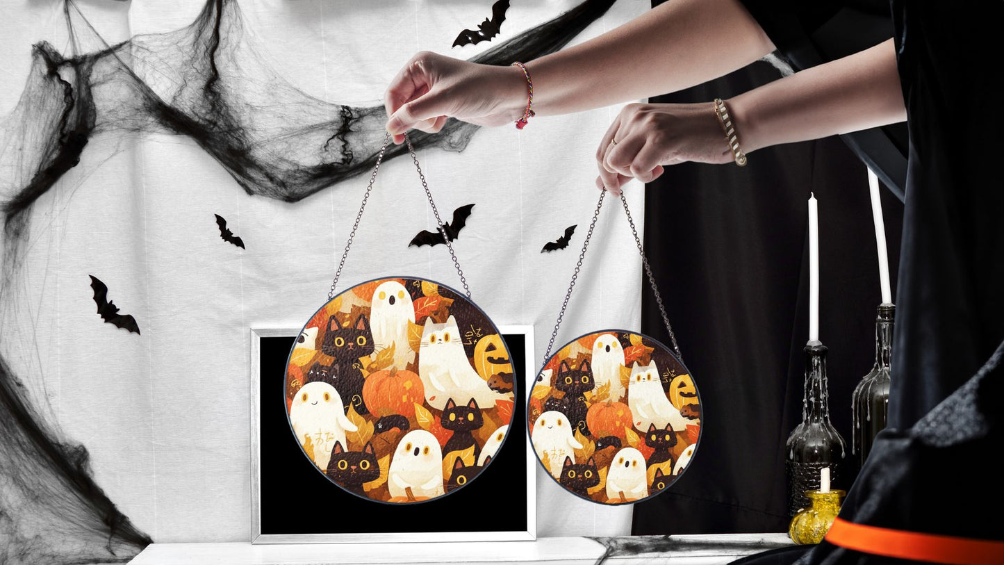 Halloween Suncatcher, Spooky Stained Glass Window Decor, Home and Party Decoration, HLW032