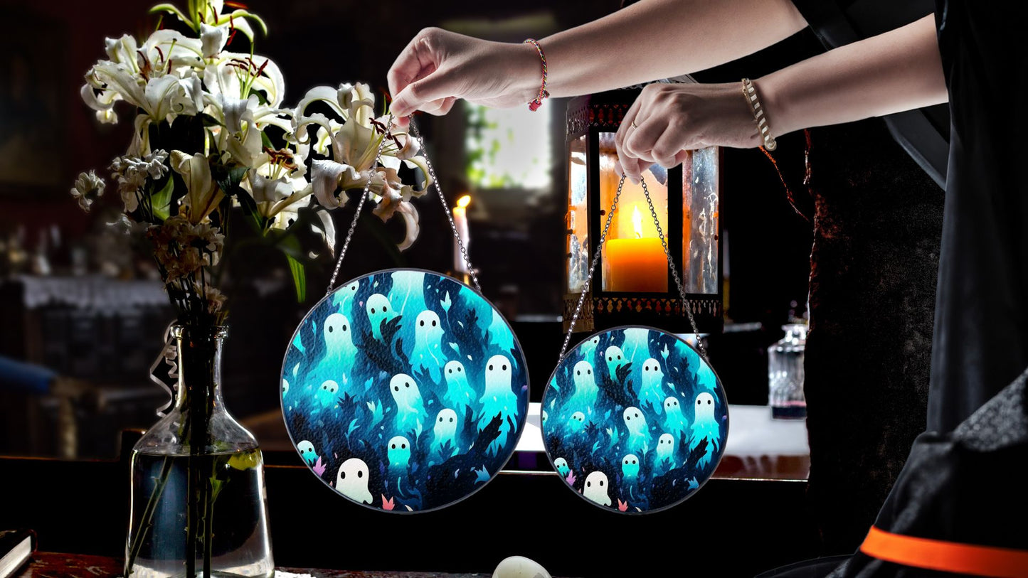 Halloween Suncatcher, Spooky Stained Glass Window Decor, Home and Party Decoration, HLW033