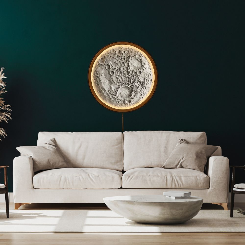 Handmade LED Moon Wall Art, Moon Planet Galaxy Wooden Frame Acrylic Lamp Decor ML007