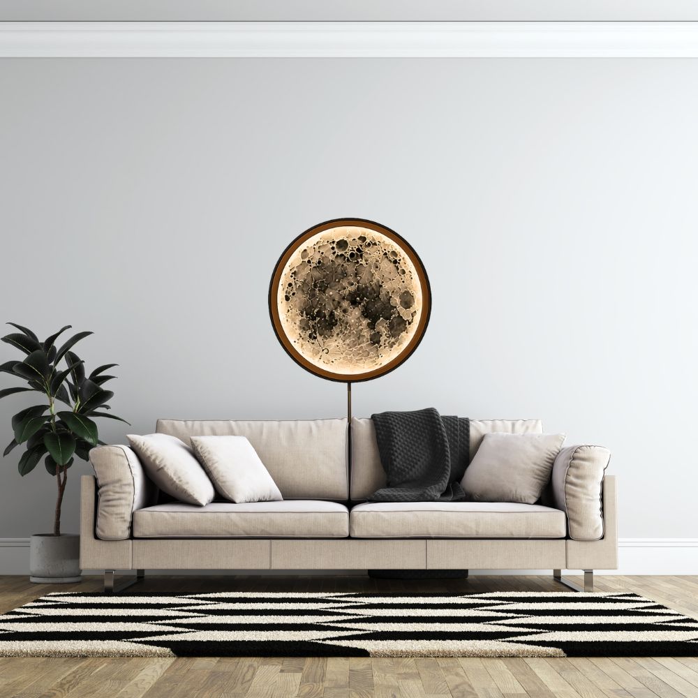 Handmade LED Moon Wall Art, Moon Planet Galaxy Wooden Frame Acrylic Lamp Decor ML002