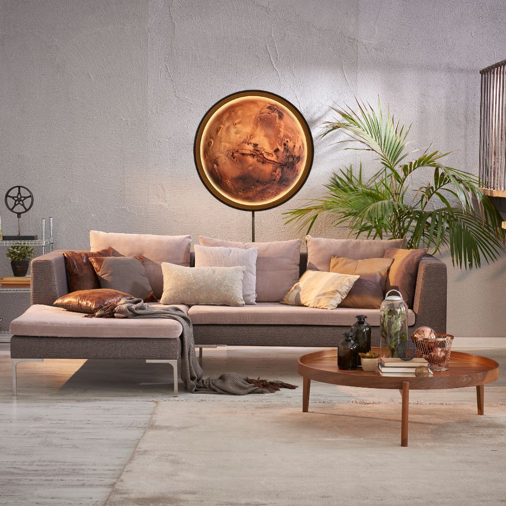 Handmade LED Moon Wall Art, Moon Planet Galaxy Wooden Frame Acrylic Lamp Decor ML009