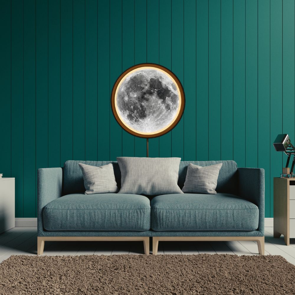 Handmade LED Moon Wall Art, Moon Planet Galaxy Wooden Frame Acrylic Lamp Decor ML006