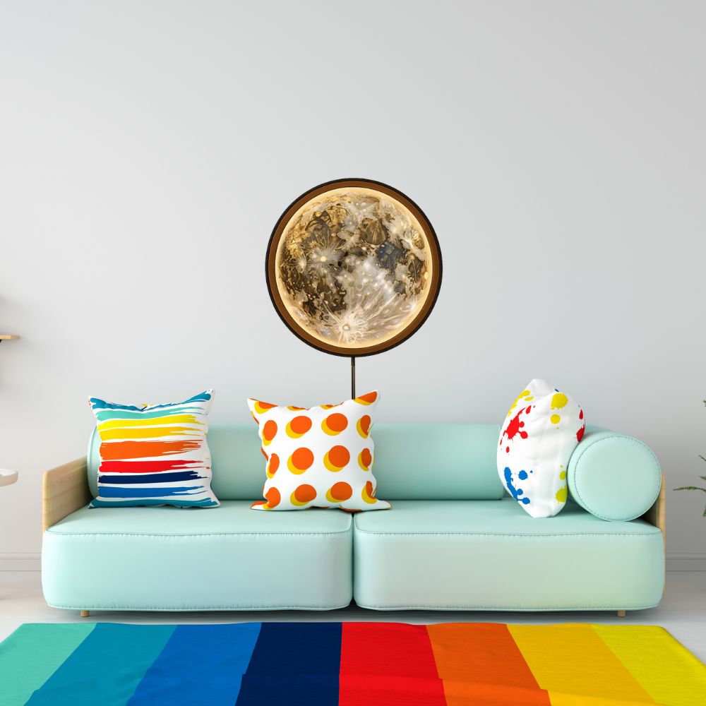 Handmade LED Moon Wall Art, Moon Planet Galaxy Wooden Frame Acrylic Lamp Decor ML003
