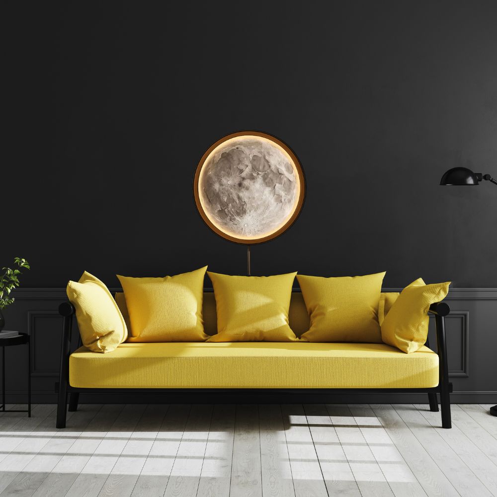 Handmade LED Moon Wall Art, Moon Planet Galaxy Wooden Frame Acrylic Lamp Decor ML008