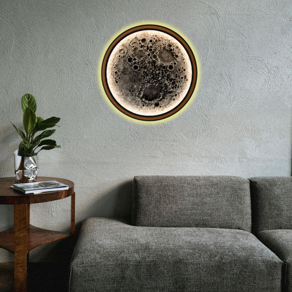 Handmade LED Moon Wall Art, Wooden Frame Acrylic Lamp Decor ML001