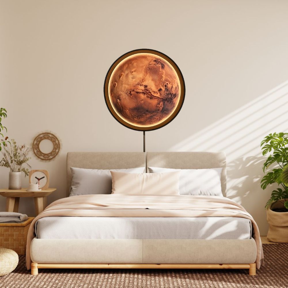 Handmade LED Moon Wall Art, Moon Planet Galaxy Wooden Frame Acrylic Lamp Decor ML009