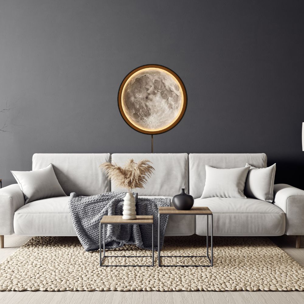 Handmade LED Moon Wall Art, Moon Planet Galaxy Wooden Frame Acrylic Lamp Decor ML008