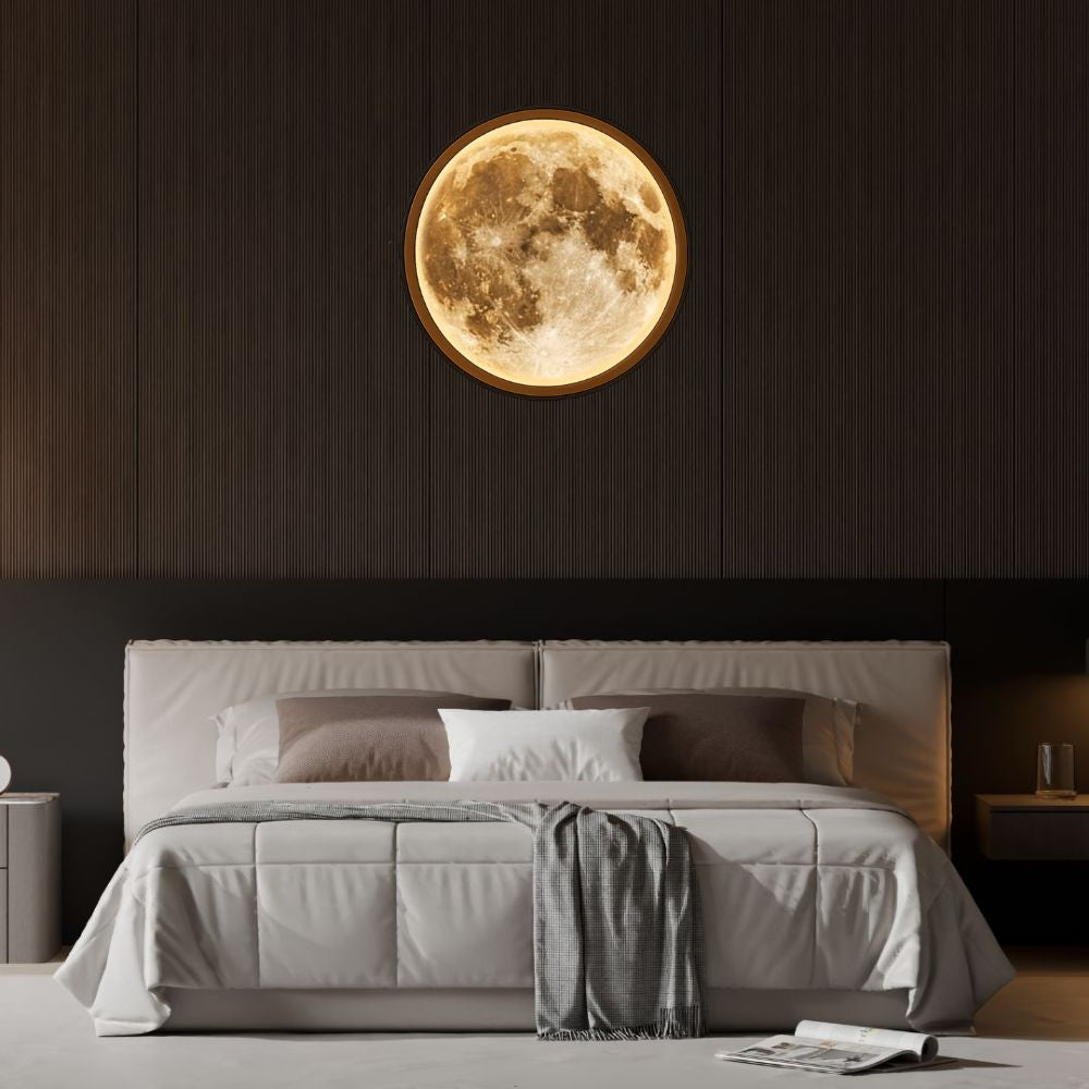 Handmade LED Moon Wall Art, Moon Planet Galaxy Wooden Frame Acrylic Lamp Decor ML004