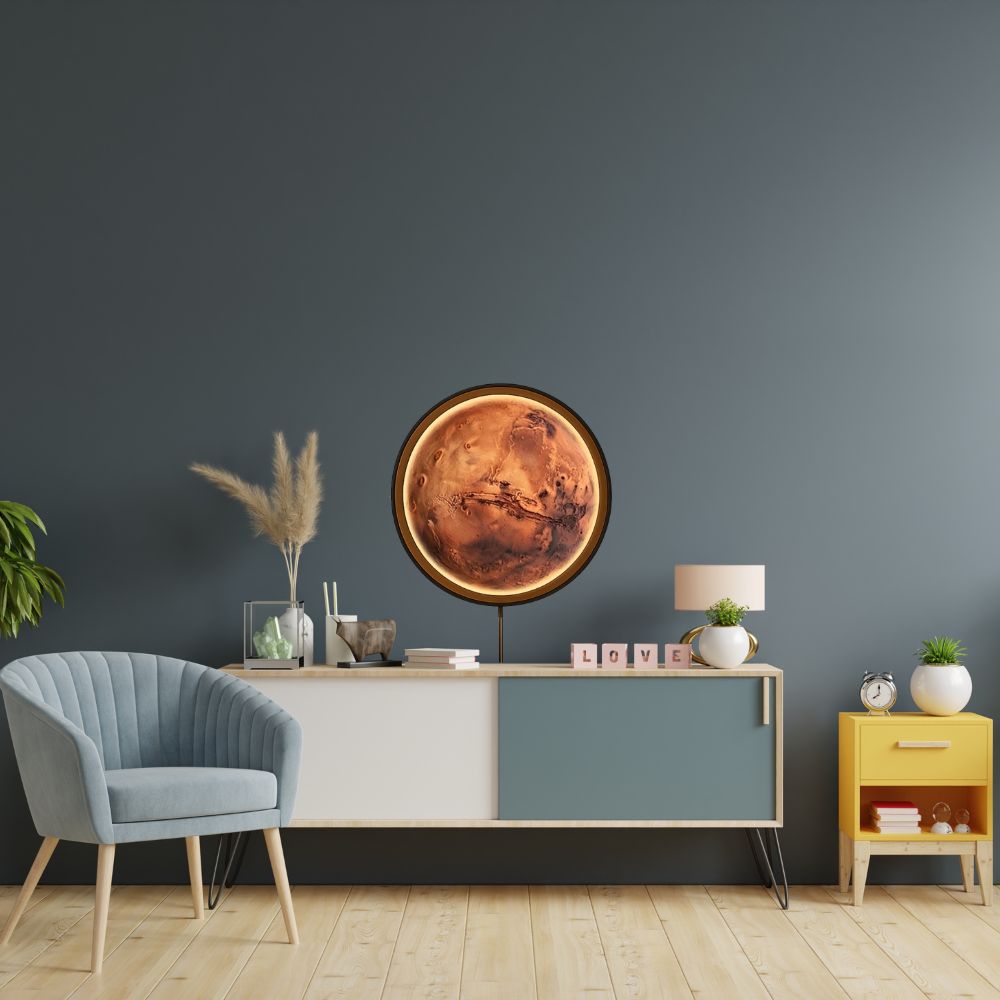 Handmade LED Moon Wall Art, Moon Planet Galaxy Wooden Frame Acrylic Lamp Decor ML009