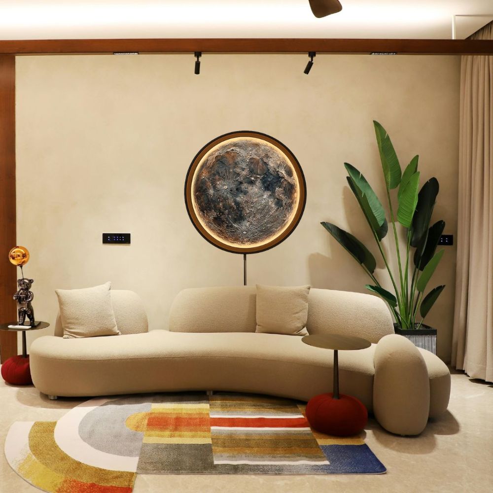Handmade LED Moon Wall Art, Moon Planet Galaxy Wooden Frame Acrylic Lamp Decor ML010