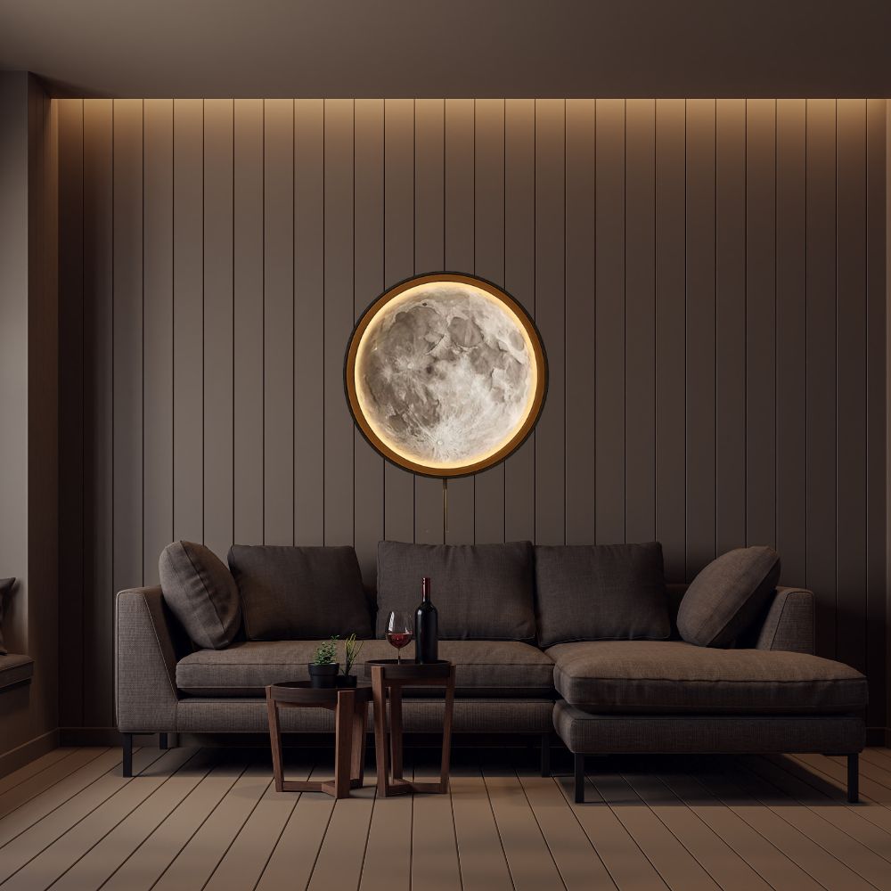 Handmade LED Moon Wall Art, Moon Planet Galaxy Wooden Frame Acrylic Lamp Decor ML008