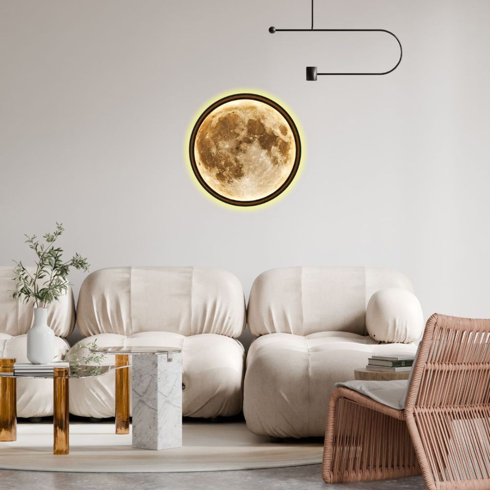 Handmade LED Moon Wall Art, Wooden Frame Acrylic Lamp Decor ML004