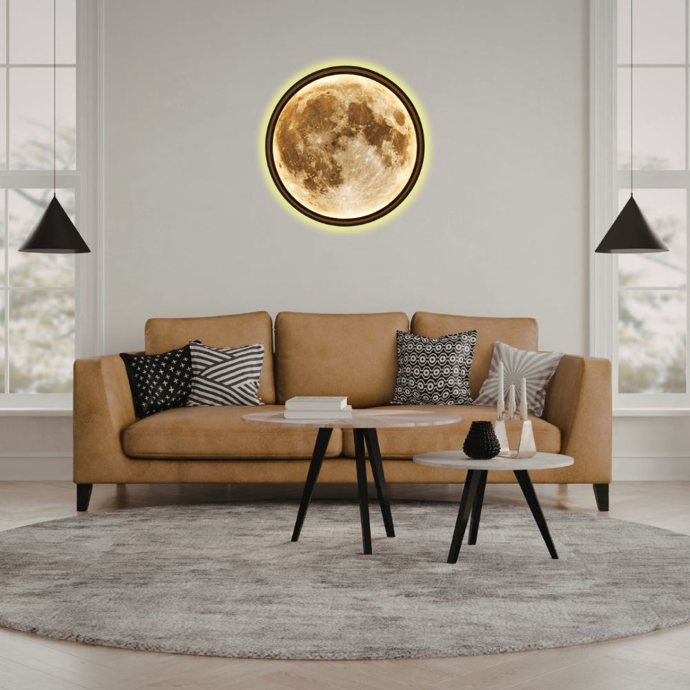 Handmade LED Moon Wall Art, Wooden Frame Acrylic Lamp Decor ML004