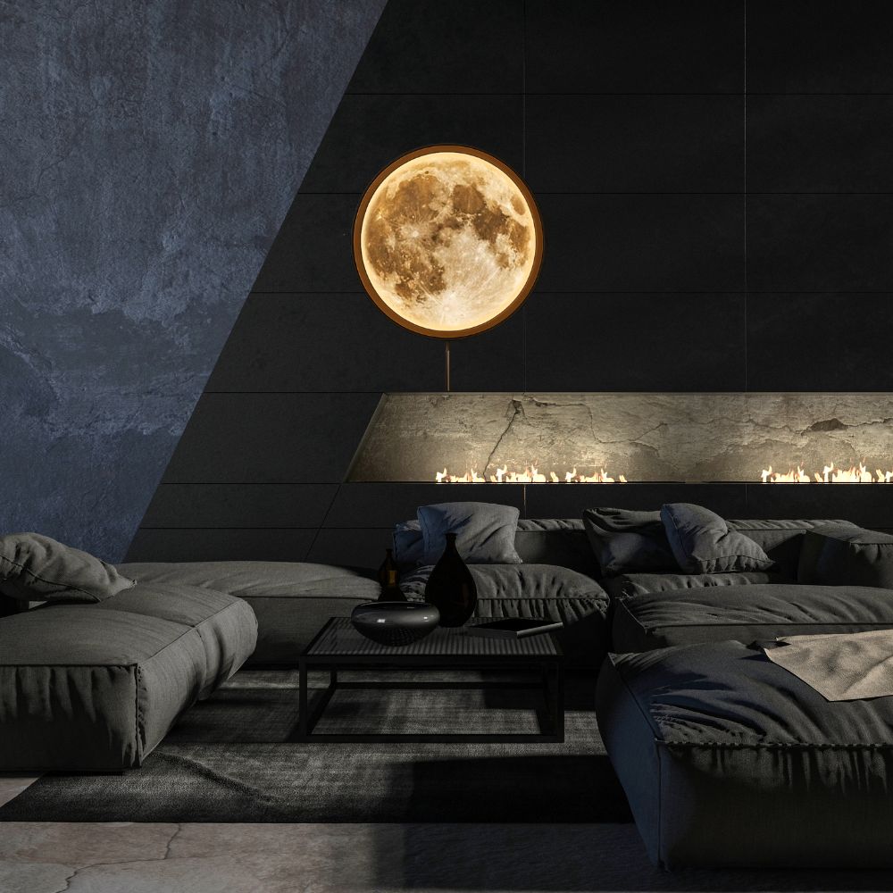 Handmade LED Moon Wall Art, Moon Planet Galaxy Wooden Frame Acrylic Lamp Decor ML004
