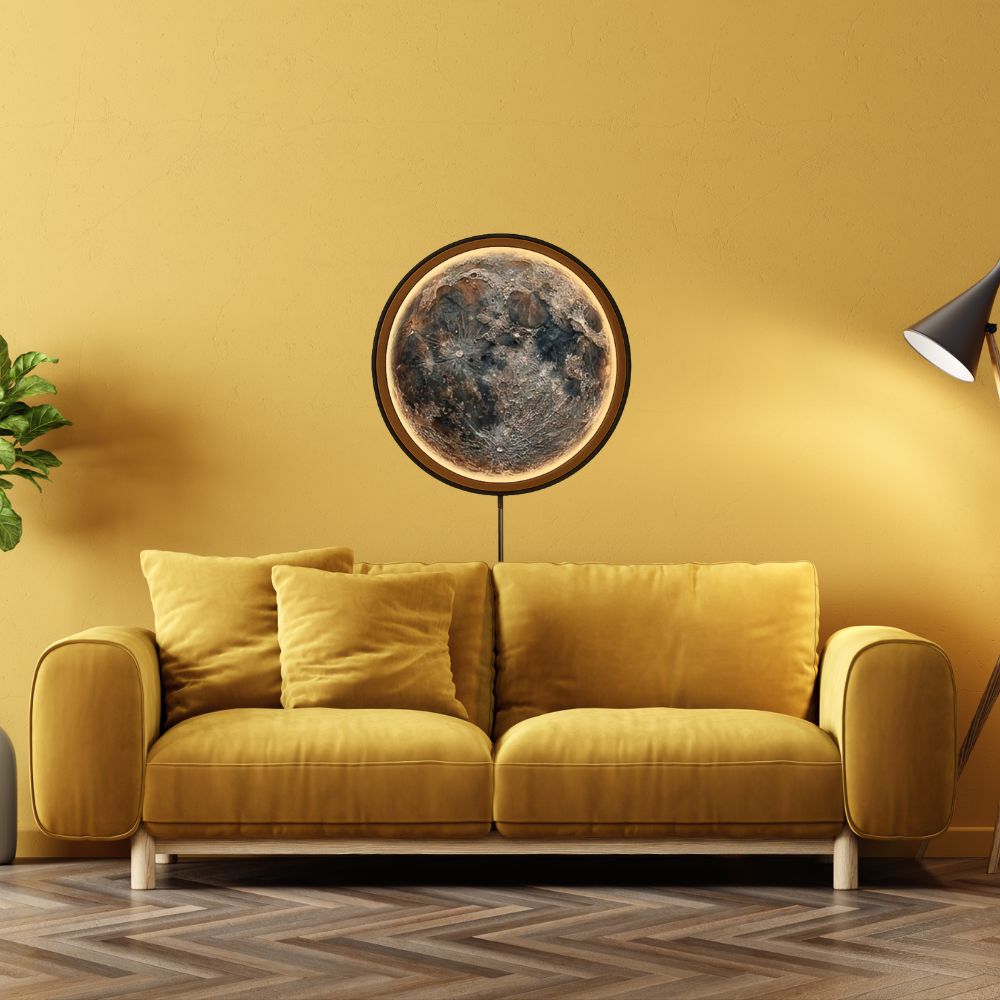 Handmade LED Moon Wall Art, Moon Planet Galaxy Wooden Frame Acrylic Lamp Decor ML010