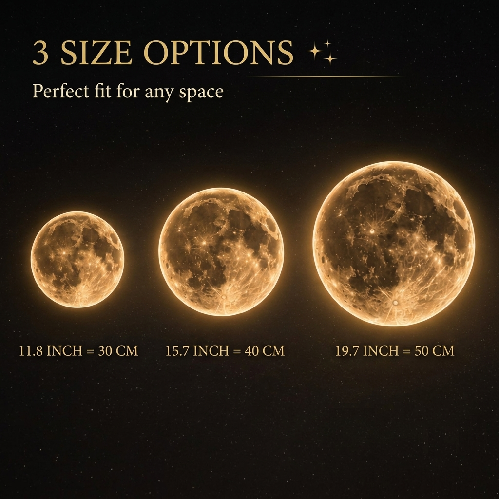 Handmade LED Moon Wall Art, Moon Planet Galaxy Wooden Frame Acrylic Lamp Decor ML008